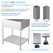 EWS-2822S 28-in W x 22.1-in D x 35.2-in H Stainless Steel Laundry Sink and Wash Stand, Brushed Stainless
