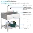 EWS-2822S 28-in W x 22.1-in D x 35.2-in H Stainless Steel Laundry Sink and Wash Stand, Brushed Stainless