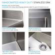 EWS-2822S 28-in W x 22.1-in D x 35.2-in H Stainless Steel Laundry Sink and Wash Stand, Brushed Stainless