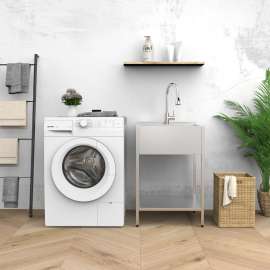 EWS-2422S 24-in W x 22.1-in D x 35.2-in H Stainless Steel Laundry Sink and Wash Stand, Brushed Stainless