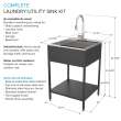 K-EWS-2422S-MB  24-in W x 22.1-in D x 35.2-in H Laundry Sink/Wash Stand All-in-One Kit, Matte Black