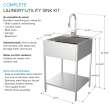 K-EWS-2422S 24-in W x 22.1-in D x 35.2-in H Laundry Sink/Wash Stand All-in-One Kit, Brushed Stainless