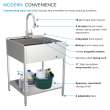K-EWS-2422S 24-in W x 22.1-in D x 35.2-in H Laundry Sink/Wash Stand All-in-One Kit, Brushed Stainless