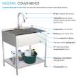 K-EWS-2822S 28-in W x 22.1-in D x 35.2-in H Laundry Sink/Wash Stand All-in-One Kit, Brushed Stainless