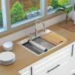 KWSST302210-ML2 30-in X 22-in X 10-in 18-Gauge Drop-in Stainless Steel Kitchen Workstation Sink with ML2 Faucet Holes