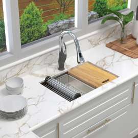 KWSSU271910 27-in X 19-in X 10-in 18-Gauge Undermount Stainless Steel Kitchen Workstation Sink