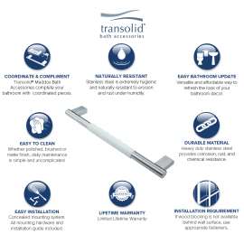 12-inch Grab Bar with White Rubber Handle, In Brushed Stainless
