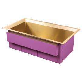 Transolid PUSS331911SB Studio 33-in x 19-in x 11-in 14 Gauge Super Single Bowl Undermount Stainless Steel Kitchen Sink With SinkPocket™, Bottom Sink Grid, And Flip-Top Sink Strainer, Satin Brass