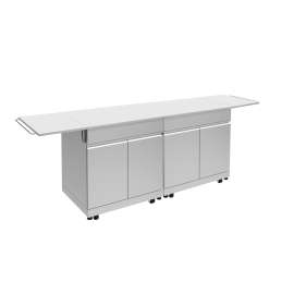 Transolid OUCS6424 Outdoor Kitchen 64-in x 24-in x 37-in Double Utility Cabinet With Folding Shelves, Stainless Steel