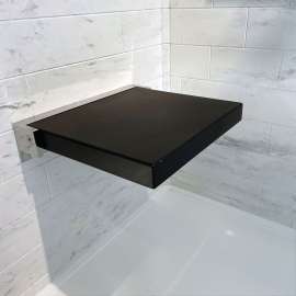 Preston PPS1414UP-09PC 14-in x 14-in Flip Up Shower Seat, Black and Polished Chrome