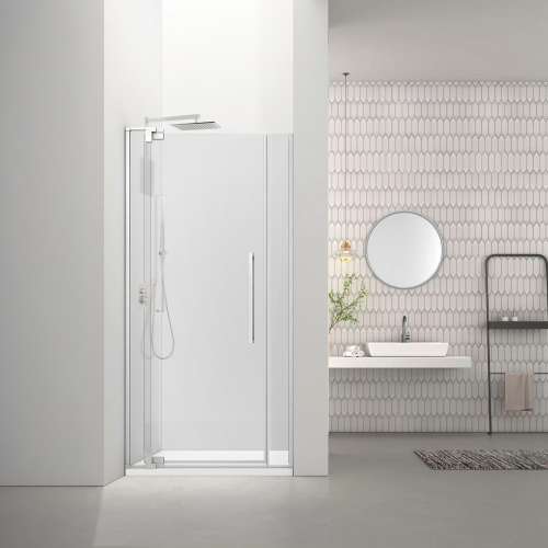 RDPD4276108C-PC Rynolds Duo 42-in x 76-in Pivot Shower Door With 5/16-in Clear Glass And Sabrina Double-Sided Handles, Polished Chrome