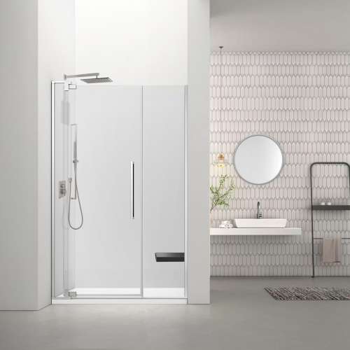 RDPD4876108C-M Rynolds Duo 48-in x 76-in Pivot Shower Door With 5/16-in Clear Glass And Sabrina Double-Sided Handles