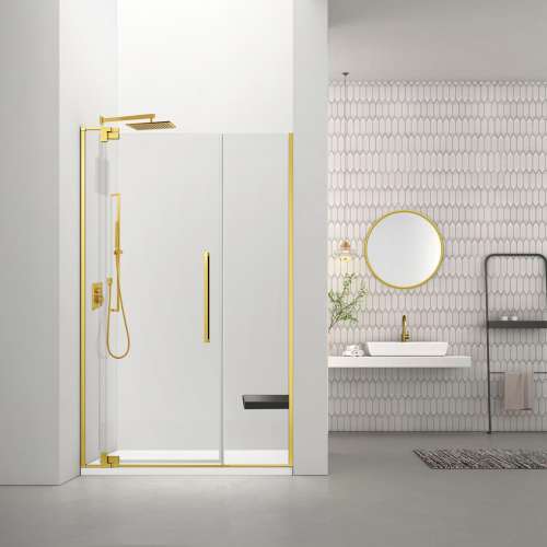 RDPD5476108C-CB Rynolds Duo 54-in x 76-in Pivot Shower Door With 5/16-in Clear Glass And Sabrina Double-Sided Handles, Champagne Bronze