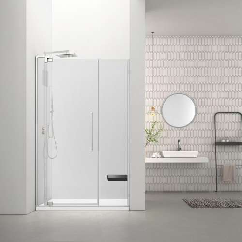 RDPD5476108C-PC Rynolds Duo 54-in x 76-in Pivot Shower Door With 5/16-in Clear Glass And Sabrina Double-Sided Handles, Polished Chrome