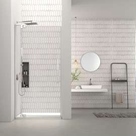 RPD3676108C-M Rynolds 36-in x 76-in Pivot Shower Door With 5/16-in Clear Glass And Sampson Double-Sided Handles