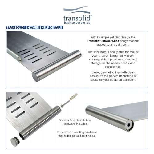 SS17-BS Transolid SS17-BS 17-in Shower Shelf; Brushed Stainless