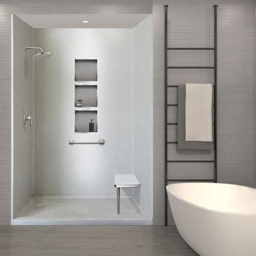 SWK603696-50V SaraMar 60-in x 36-in x 96-in Glue to Wall 3-Piece Shower Wall Trimmable Kit, Lunar Velvet