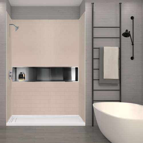 SWK603696-28 SaraMar 36-In X 60-In X 96-In 3-Piece Shower Wall Trimmable Kit, In Cashew