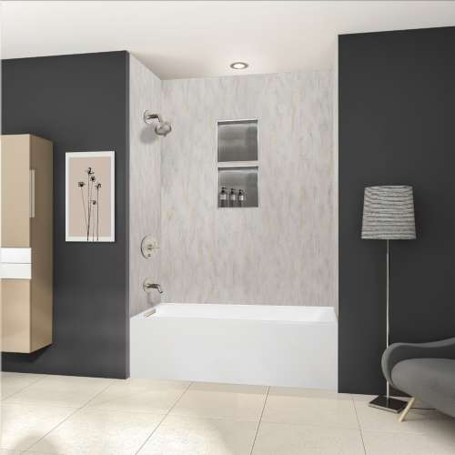 UATLN603215-L-BN Unity 60-in x 32-in x 15-in Alcove Acrylic Bathtub Kit With Left Hand Drain, White/Brushed Nickel