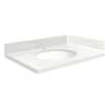 VT25x22-1OU-4W-A-W-1 Mini Custom Quartz 25-in x 22.25-in Single Bowl Vanity Top with Single Faucet Hole and Madison Bowl, Natural White