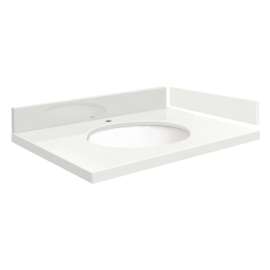 VT30.75x22-4W-A-W Mini Custom Quartz 30.75-in x 22.25-in Single Bowl Vanity Top, Natural White