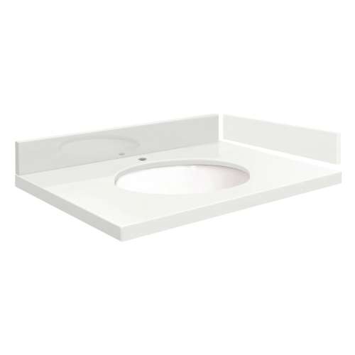 VT25x22-4W-A-W Mini Custom Quartz 25-in x 22.25-in Single Bowl Vanity Top, Natural White