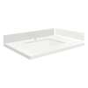 VT25x22-1KU-4W-A-W-1 Mini Custom Quartz 25-in x 22.25-in Single Bowl Vanity Top with Single Faucet Hole and Vision Bowl, Natural White