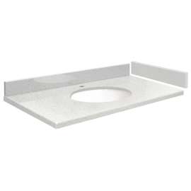 VT33.75x22-3A-A-W Mini Custom Quartz 33.75-in x 22.25-in Single Bowl Vanity Top, Milan White