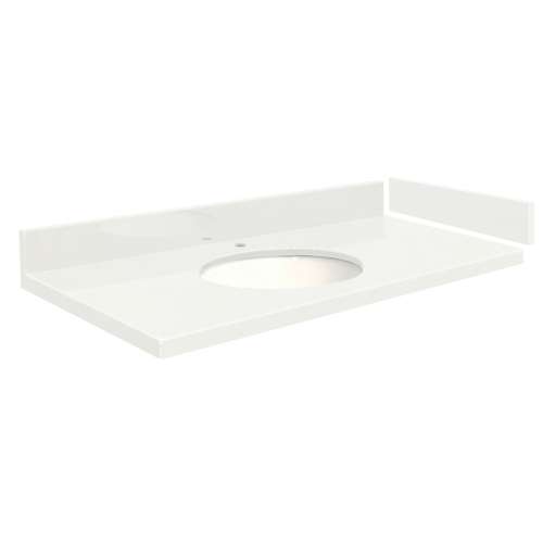 VT36.5x22-4W-A-W Mini Custom Quartz 36.5-in x 22.25-in Single Bowl Vanity Top, Natural White