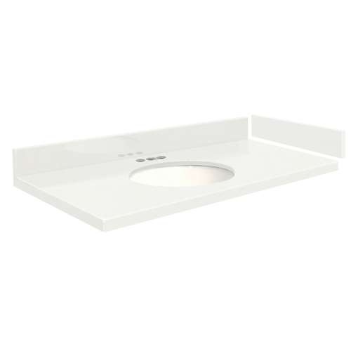VT42.5x22-1OU-4W-A-W-4 Mini Custom Quartz 42.5-in x 22.25-in Single Bowl Vanity Top with 4-in Centerset Faucet Hole and Madison Bowl, Natural White