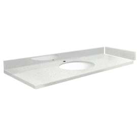 VT58x22-3A-A-W Mini Custom Quartz 58-in x 22.25-in Single Bowl Vanity Top, Milan White