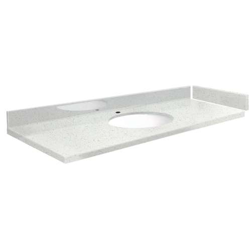 VT58x22-3A-A-W Mini Custom Quartz 58-in x 22.25-in Single Bowl Vanity Top, Milan White