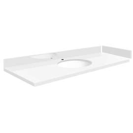 VT55x22-4W-A-W Mini Custom Quartz 55-in x 22.25-in Single Bowl Vanity Top, Natural White