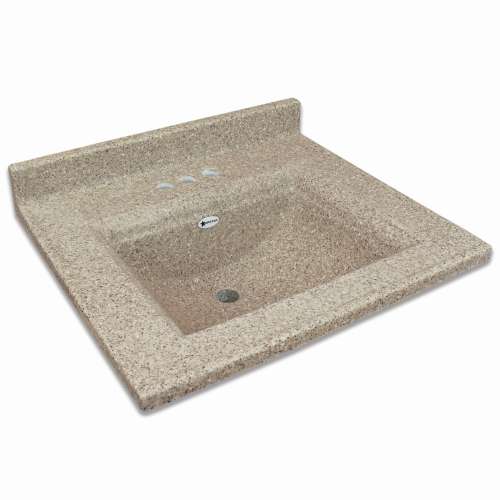 SV2231-53 Savannah 31-in x 22-in Premium Cultured Marble Vanity Top with Integrated Sink and 4-in Centerset Faucet Holes, Latte