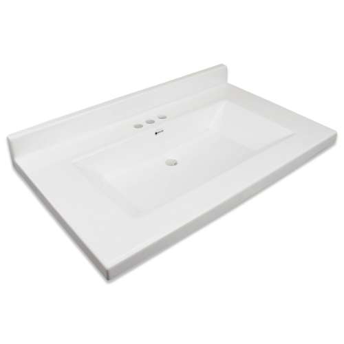 CL2231 Calle 31-in x 22-in Premium Cultured Marble Vanity Top with Integrated Sink and 4-in Centerset Faucet Holes, White - Multiple Sizes Available