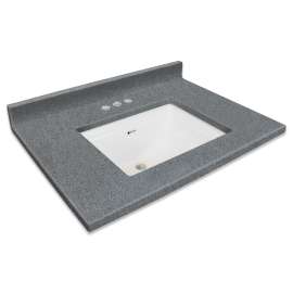 KY2249-52/01 Kinsey 49-in x 22-in Premium Cultured Marble Vanity Top with Undermount Sink and 4-in Centerset Faucet Holes, Midnight Chrome/White