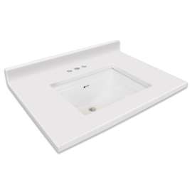 KY2237 Kinsey 37-in x 22-in Premium Cultured Marble Vanity Top with Undermount Sink and 4-in Centerset Faucet Holes