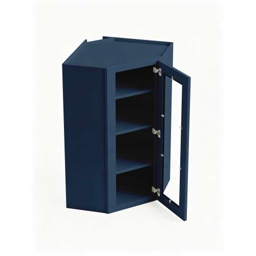 24 in. x 42 in. Ready to Assemble Easy Reach Wall Cabinet with Remington Frame Clear Glass Door, Navy Blue, DCW2442GD-RTA-FR01-NB-C
