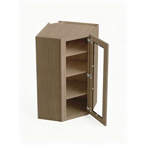 24 in. x 42 in. Ready to Assemble Easy Reach Wall Cabinet with Remington Frame Clear Glass Door, Tan Wood, DCW2442GD-RTA-FR01-TW-C