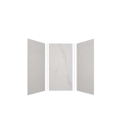Expressions 36-in x 36-in x 72-in Glue to Wall 3-Piece Shower Kit, Grey / Bianca, EWK363672-3941