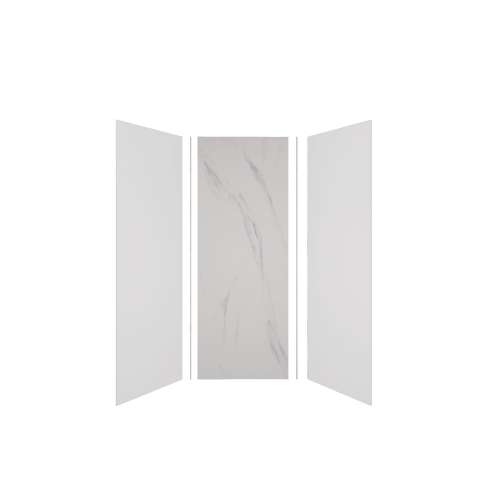 Expressions 36-in x 36-in x 96-in Glue to Wall 3-Piece Shower Kit, White / Bianca, EWK363696-3141
