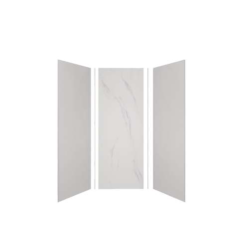 Expressions 36-in x 36-in x 96-in Glue to Wall 3-Piece Shower Kit, Grey / Bianca, EWK363696-3941