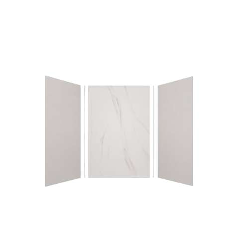 Expressions 48-in x 36-in x 72-in Glue to Wall 3-Piece Shower Kit, Grey / Bianca, EWK483672-3941