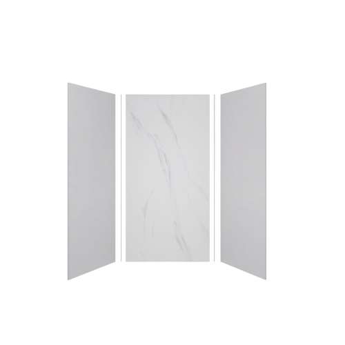 Expressions 48-in x 36-in x 96-in Glue to Wall 3-Piece Shower Kit, Grey / Bianca, EWK483696-3941