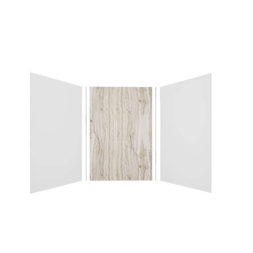 Expressions 48-in x 48-in x 72-in Glue to Wall 3-Piece Shower Kit, White / Sorento, EWK484872-3143