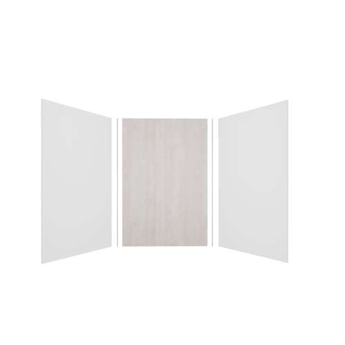 Expressions 48-in x 48-in x 72-in Glue to Wall 3-Piece Shower Kit, White / Bleached Oak, EWK484872-3145