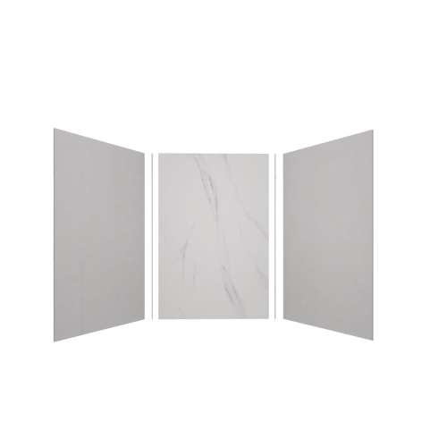 Expressions 48-in x 48-in x 72-in Glue to Wall 3-Piece Shower Kit, Grey / Bianca, EWK484872-3941