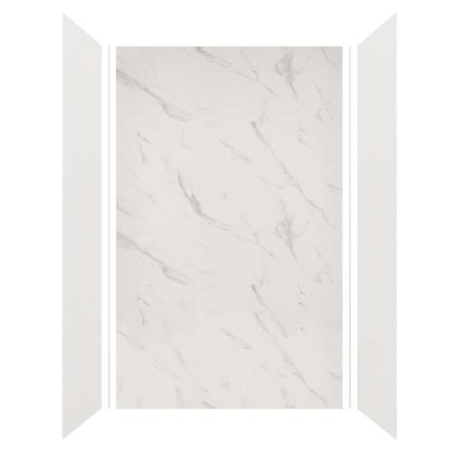 Expressions 60-in x 36-in x 96-in Glue to Wall 3-Piece Shower Kit, Grey / Bianca, EWK603696-3941