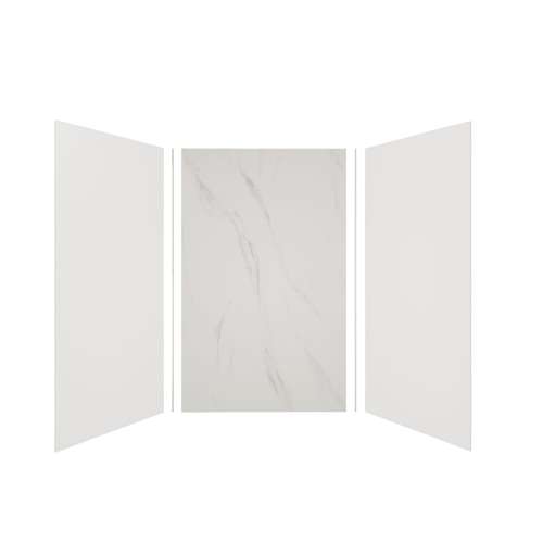 Expressions 60-in x 48-in x 96-in Glue to Wall 3-Piece Shower Kit, White / Bianca, EWK604896-3141