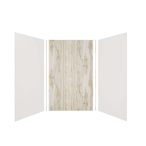 Expressions 60-in x 48-in x 96-in Glue to Wall 3-Piece Shower Kit, White / Sorento, EWK604896-3143